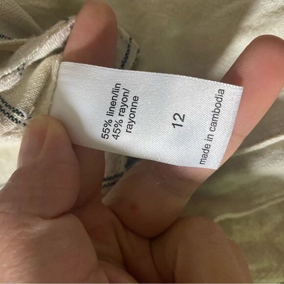 Maurices neutral Stripe Tie front button up linen blend summer skirt 12 nwt - Picture 10 of 10